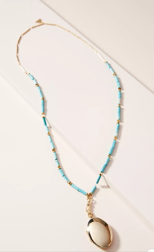 Anthropologie Ava Turquoise Locket Necklace